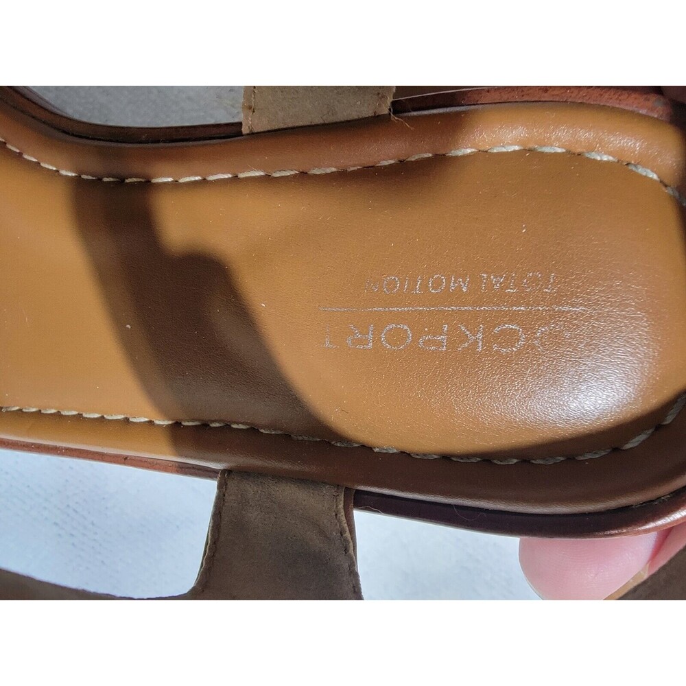 Rockport Total Motion Leather Flat Sandal Zadie Buckle‎ Brown Size 9 - Picture 8 of 14